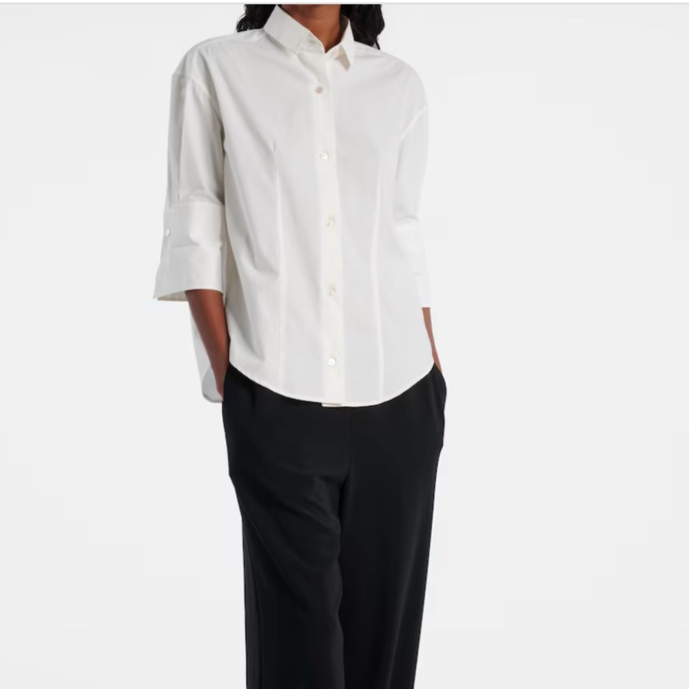 The Row White Cotton Button Down Shirt Size 4 Minimal Luxury Classic